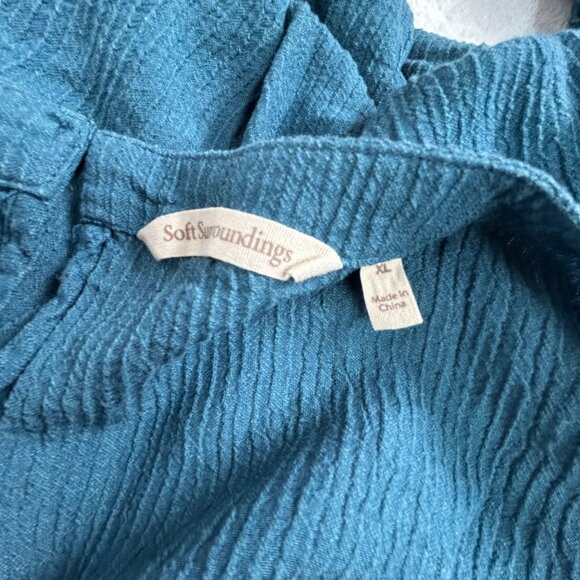 Soft Surroundings Womens Oceo Gauze Textured Blue 3/4 Sleeve Tunic Top XL Casual - Picture 3 of 7